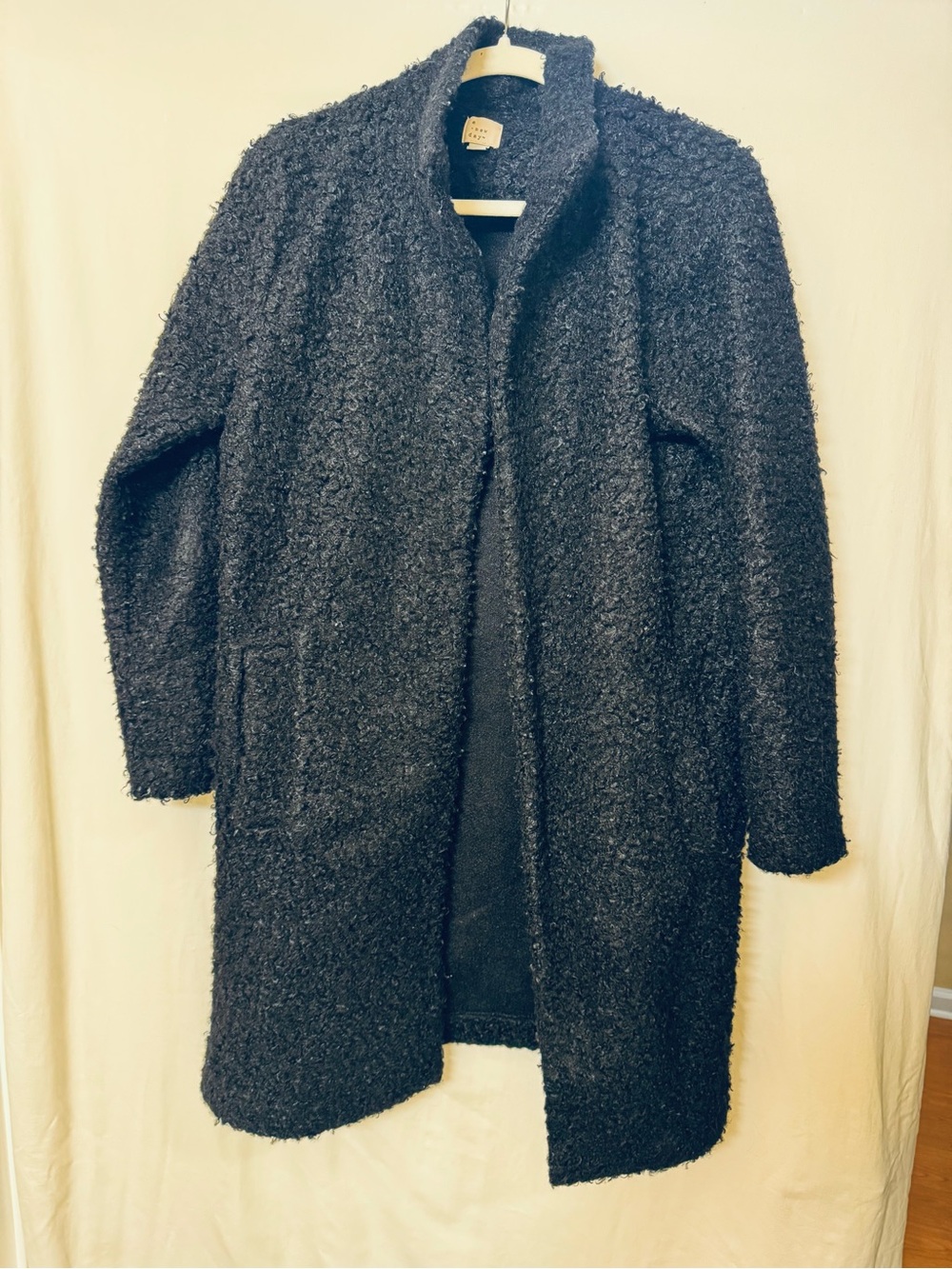 a new day Black Teddy Bouclé Open-Front Coat